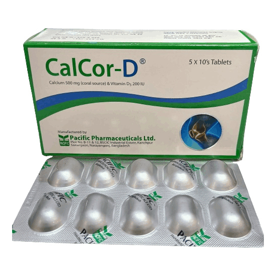 CalCor-D 500 mg+200 IU Tablet