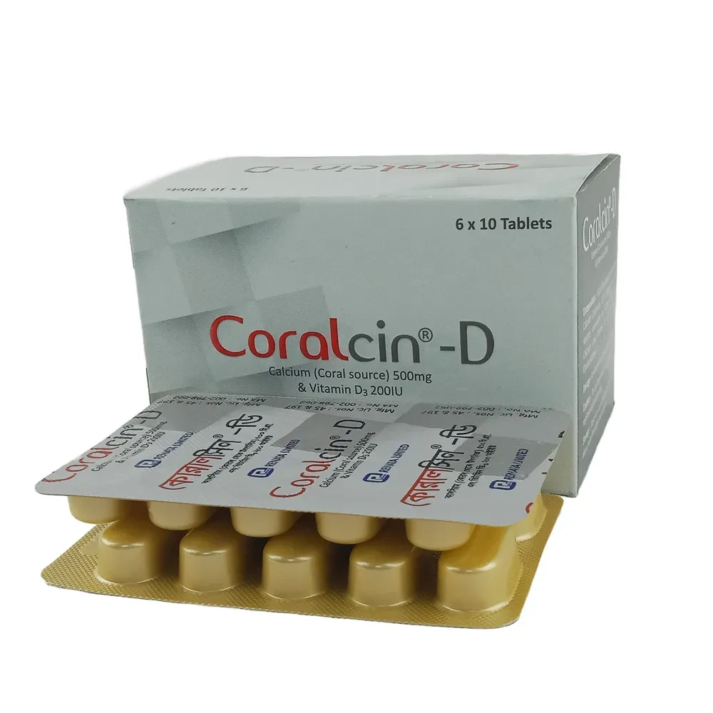 Coralcin-D 500 mg+200 IU Tablet