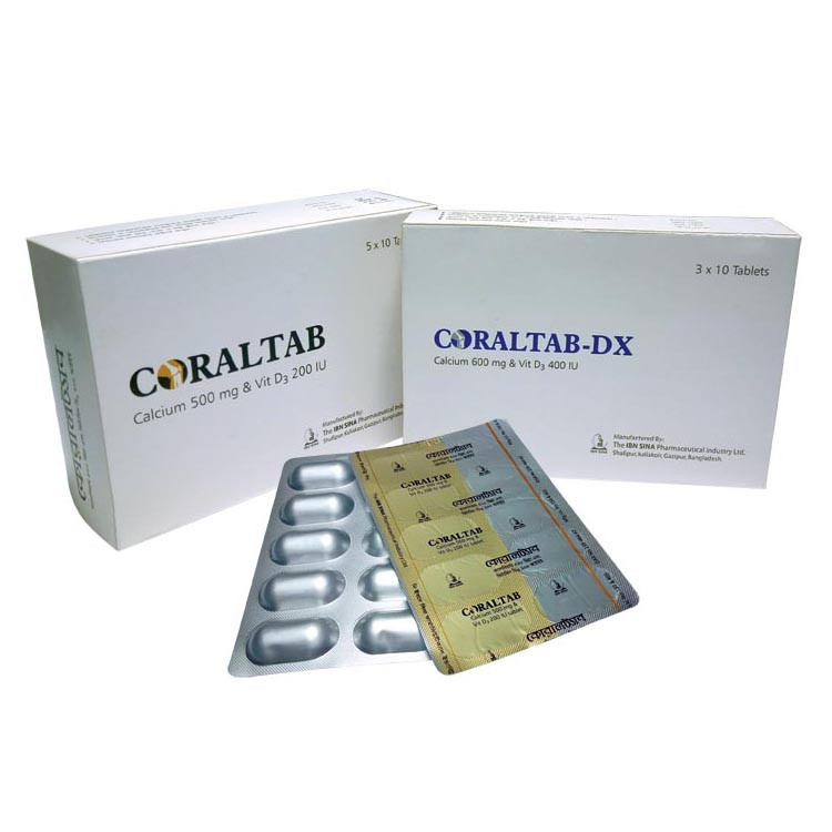 Coraltab-DX 600 mg+400 IU Tablet Coraltab-DX 600 mg+400 IU Tablet