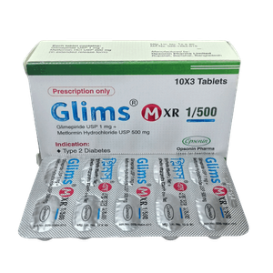 Glims M 1 mg+500 mg Tablet (Extended Release) Glims M 1 mg+500 mg Tablet (Extended Release)