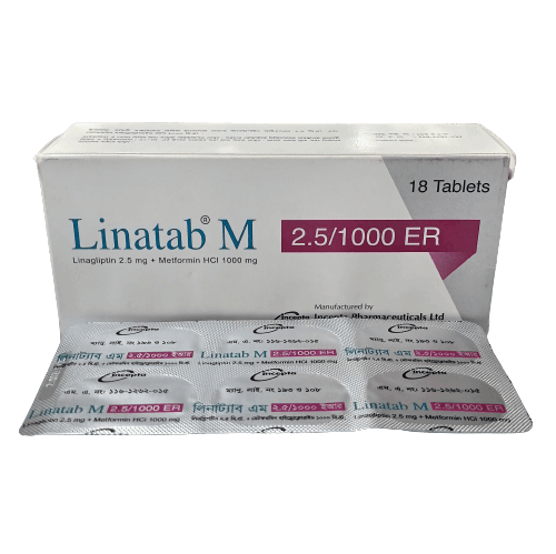 Linatab M ER 2.5 mg+1000 mg Tablet (Extended Release) Linatab M ER 2.5 mg+1000 mg Tablet (Extended Release)