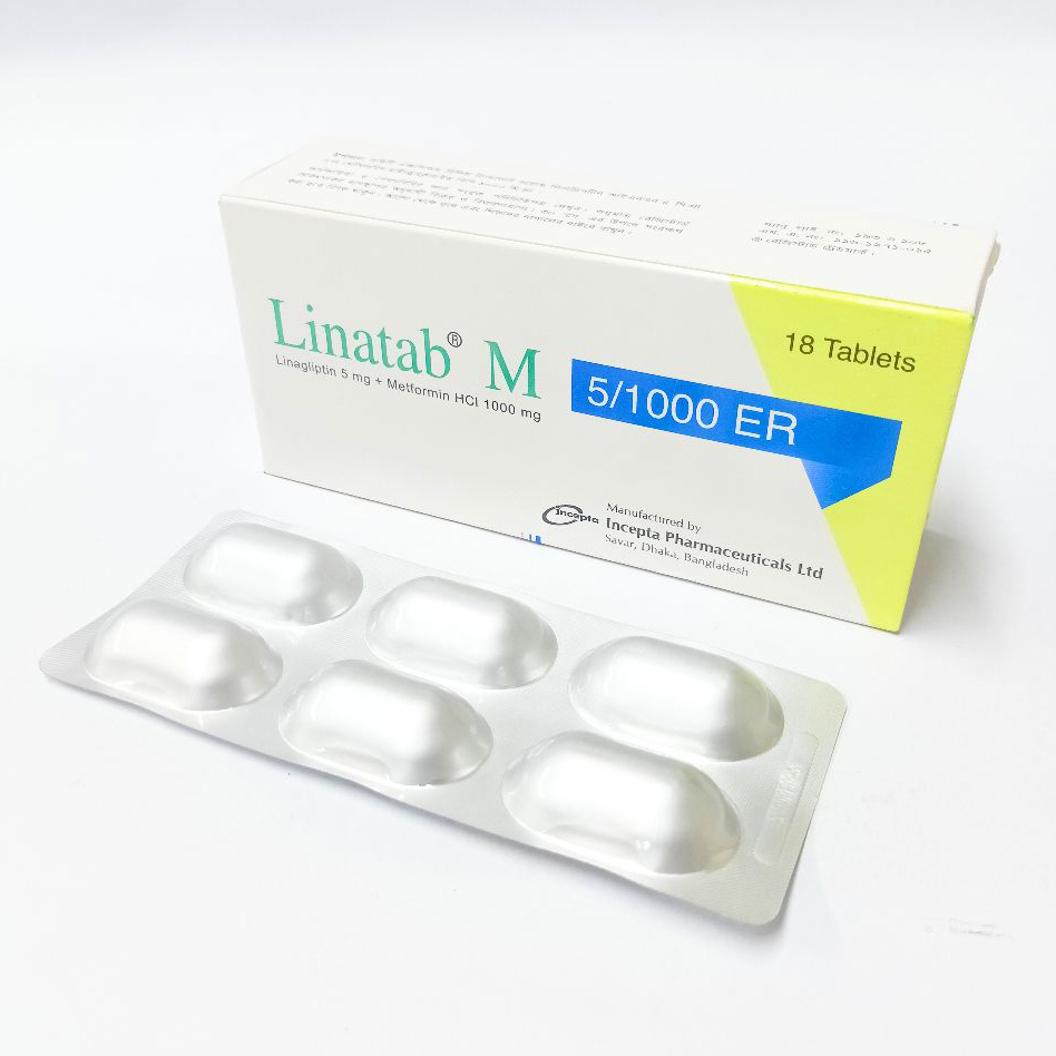 Linatab M ER 5 mg+1000 mg Tablet (Extended Release) Linatab M ER 5 mg+1000 mg Tablet (Extended Release)