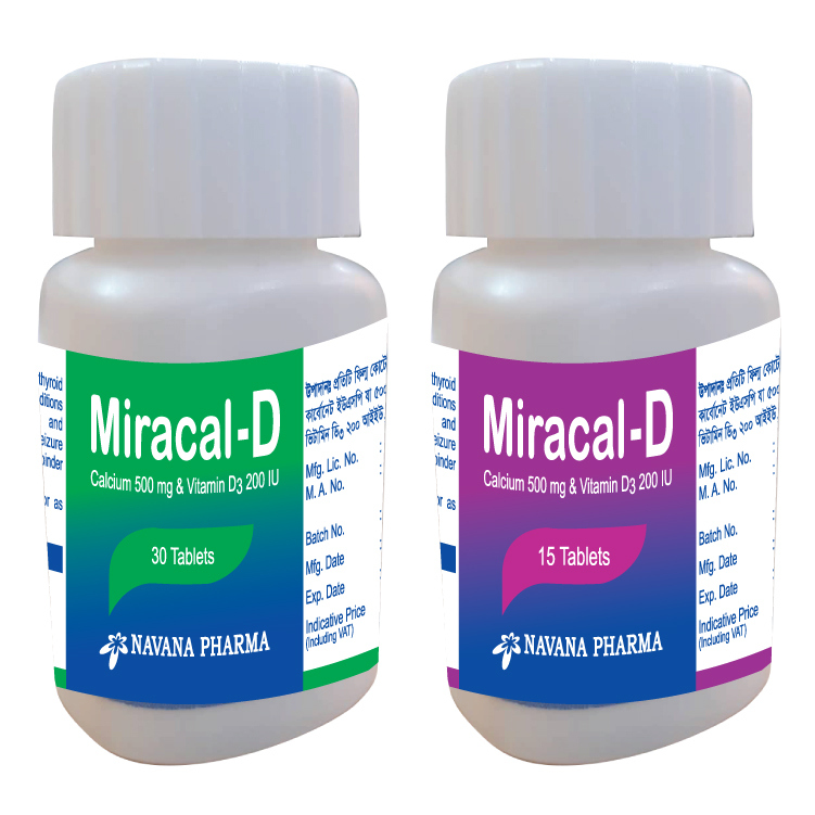 Miracal-D 500 mg+200 IU Tablet