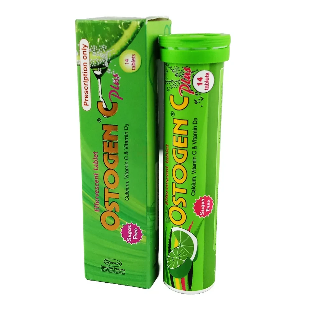 Ostogen C Plus 1000 mg+327 mg (Elemental calcium)+500 mg+400 IU Effervescent Tablet Ostogen C Plus 1000 mg+327 mg (Elemental calcium)+500 mg+400 IU Effervescent Tablet