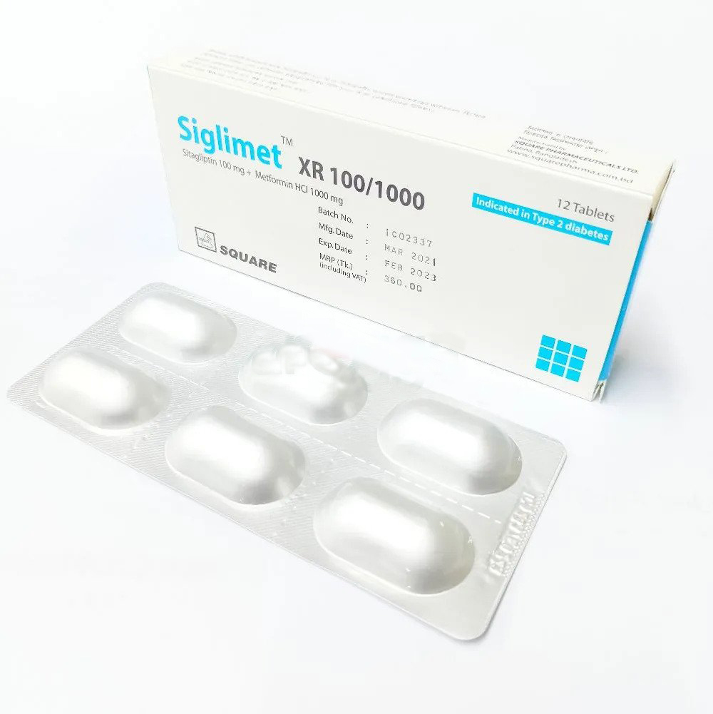 Siglimet XR 100 mg+1000 mg Tablet (Extended Release)