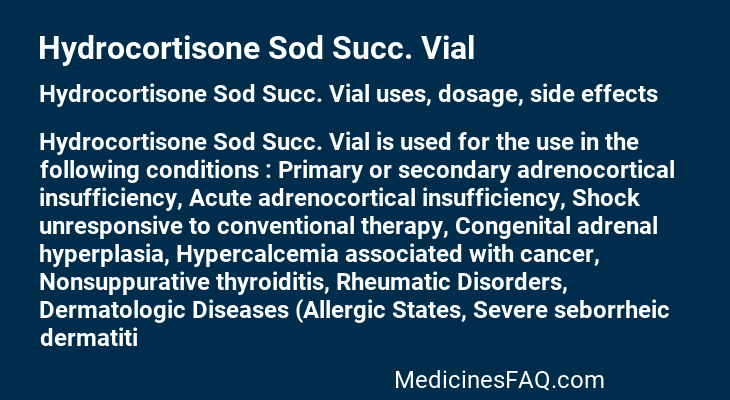 Hydrocortisone Sod Succ. Vial