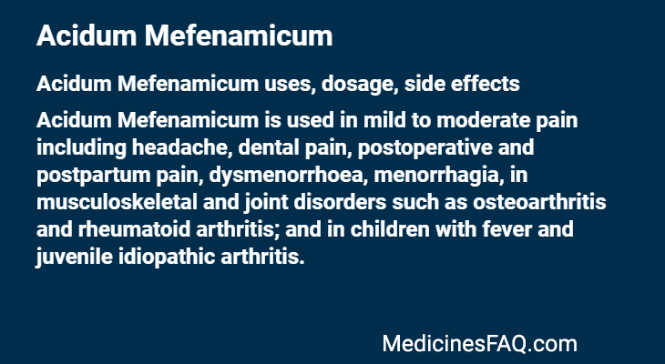Acidum Mefenamicum