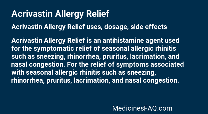 Acrivastin Allergy Relief