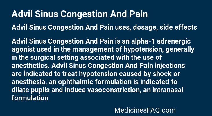 Advil Sinus Congestion And Pain