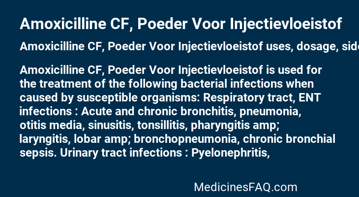 Amoxicilline CF, Poeder Voor Injectievloeistof