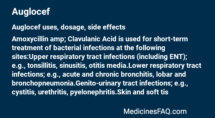 Auglocef: Uses, Dosage, Side Effects, Food Interaction & FAQ