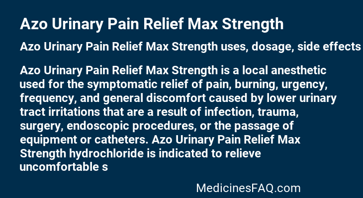 Azo Urinary Pain Relief Max Strength