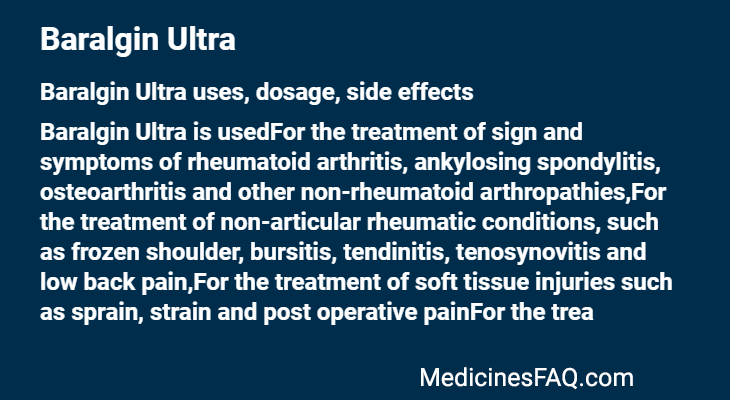 Baralgin Ultra: Uses, Dosage, Side Effects, Food Interaction & FAQ