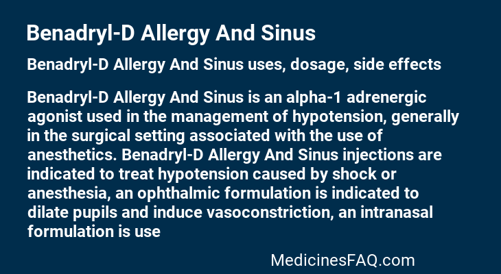 Benadryl-D Allergy And Sinus