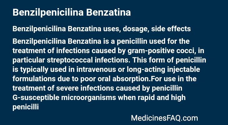 Benzilpenicilina Benzatina: Uses, Dosage, Side Effects, Food ...