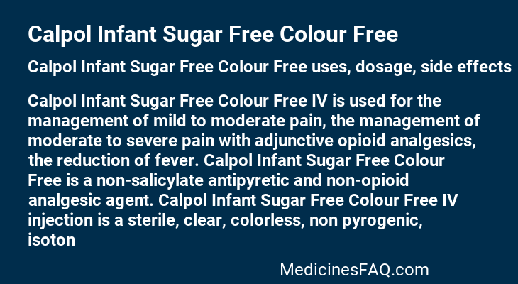 Calpol Infant Sugar Free Colour Free