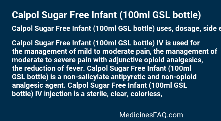 Calpol Sugar Free Infant (100ml GSL bottle)