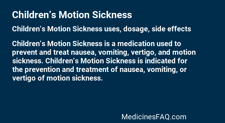 Children’s Motion Sickness