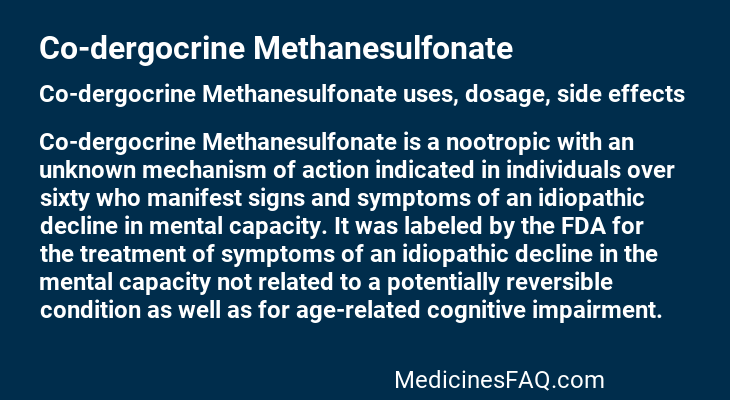 Co-dergocrine Methanesulfonate