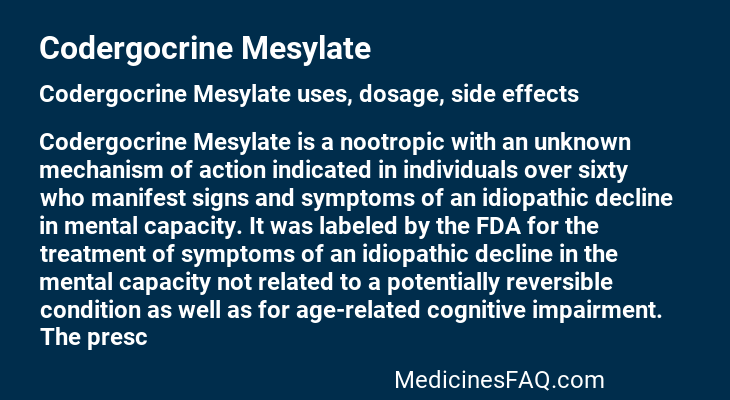 Codergocrine Mesylate
