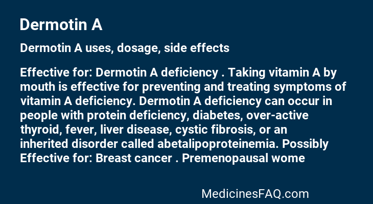 Dermotin A: Uses, Dosage, Side Effects, Food Interaction & FAQ