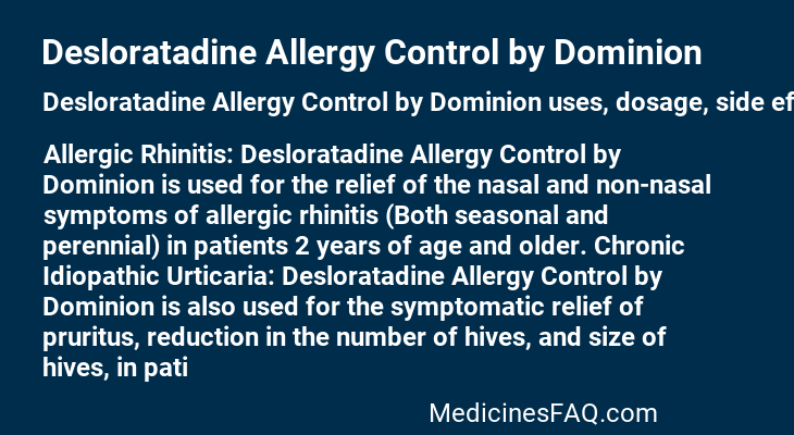 Desloratadine Allergy Control by Dominion