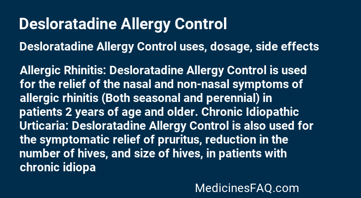 Desloratadine Allergy Control