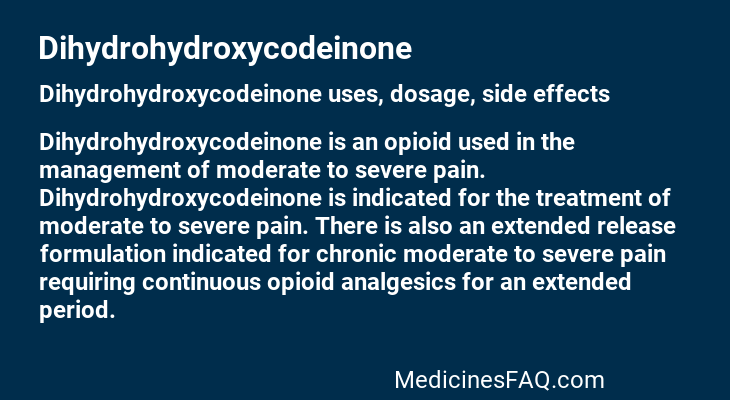 Dihydrohydroxycodeinone