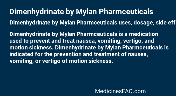 Dimenhydrinate by Mylan Pharmceuticals