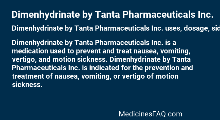 Dimenhydrinate by Tanta Pharmaceuticals Inc.