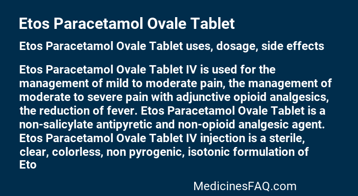 Etos Paracetamol Ovale Tablet