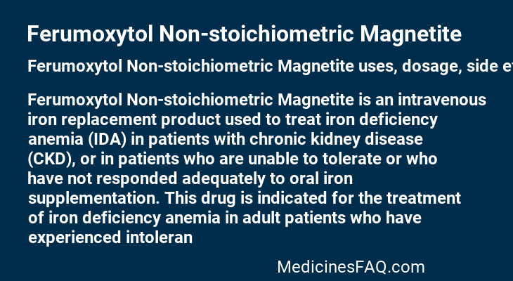 Ferumoxytol Non-stoichiometric Magnetite