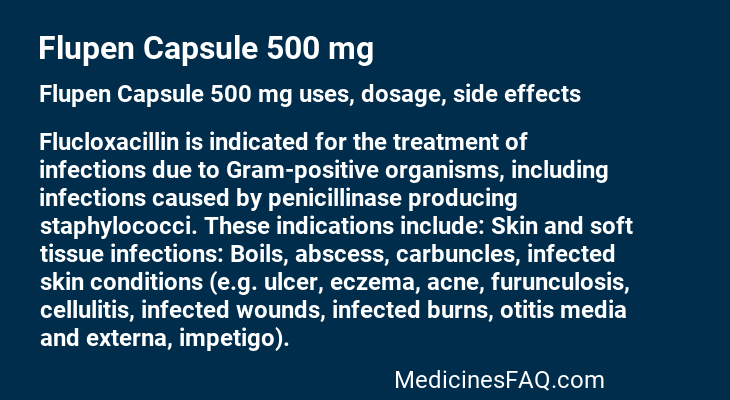 Flupen Capsule 500 mg: Uses, Dosage, Side Effects, Food Interaction & FAQ