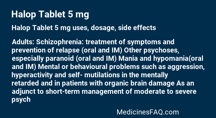 Halop Tablet 5 mg Halop Tablet 5 mg