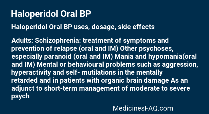 Haloperidol Oral BP