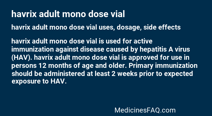 havrix adult mono dose vial