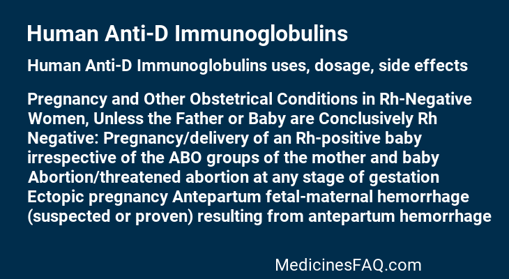 Human Anti-D Immunoglobulins