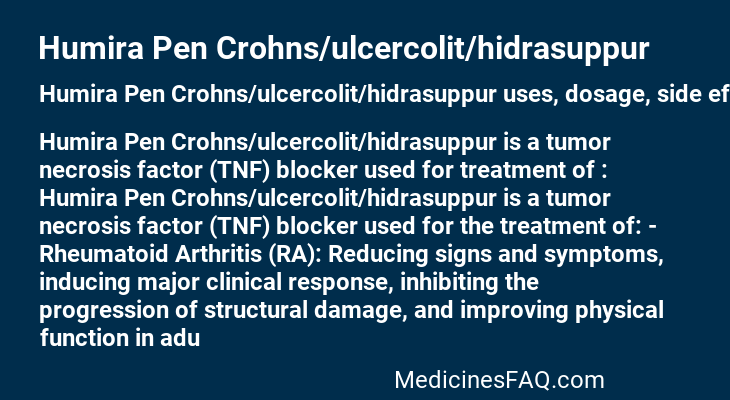 Humira Pen Crohns/ulcercolit/hidrasuppur