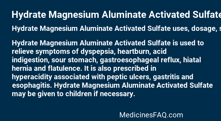 Hydrate Magnesium Aluminate Activated Sulfate