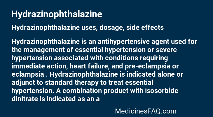 Hydrazinophthalazine