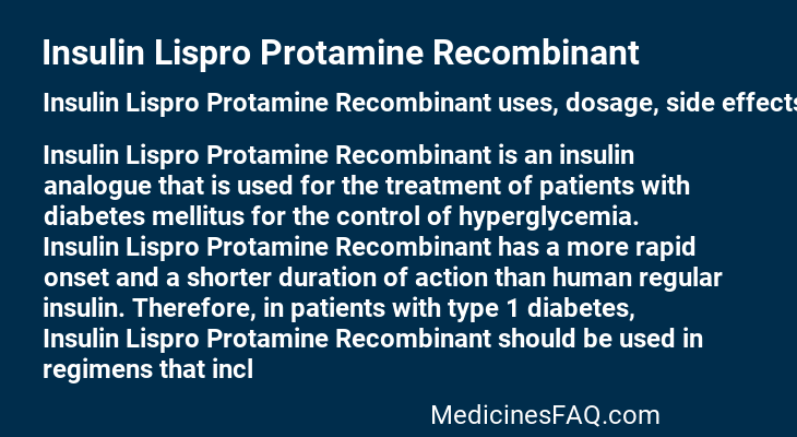 Insulin Lispro Protamine Recombinant