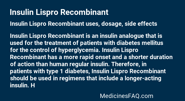 Insulin Lispro Recombinant