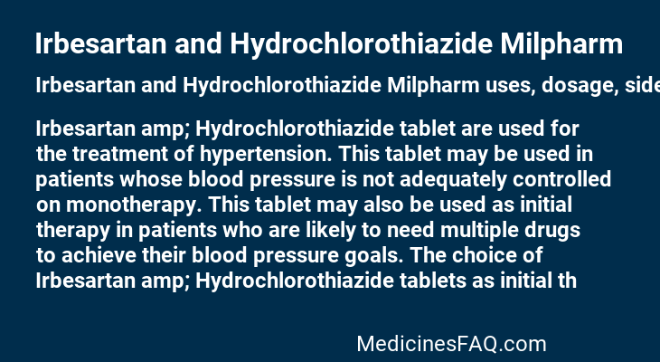 Irbesartan and Hydrochlorothiazide Milpharm