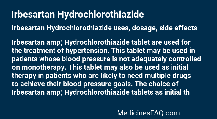 Irbesartan Hydrochlorothiazide