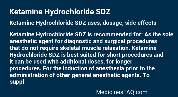 Ketamine Hydrochloride SDZ