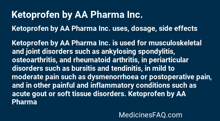 Ketoprofen by AA Pharma Inc.