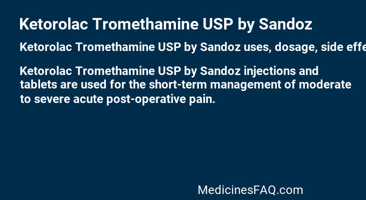 Ketorolac Tromethamine USP by Sandoz