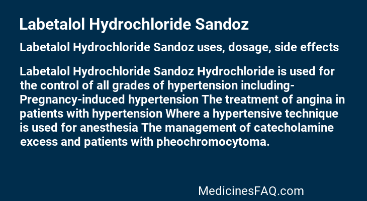 Labetalol Hydrochloride Sandoz Labetalol Hydrochloride Sandoz
