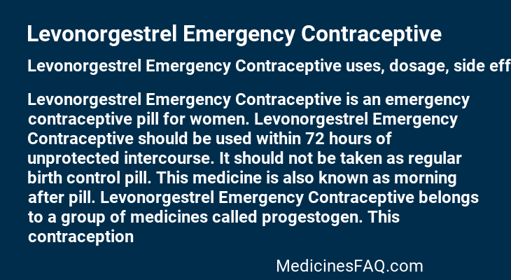 Levonorgestrel Emergency Contraceptive