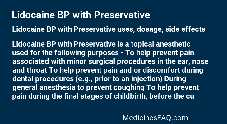 Lidocaine BP with Preservative